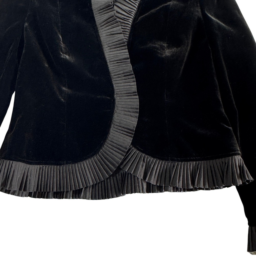 Nygard Black Velvet Ruffle Trim Blazer Jacket Womens 10 Gothic Dark Romance NWT - Picture 13 of 15
